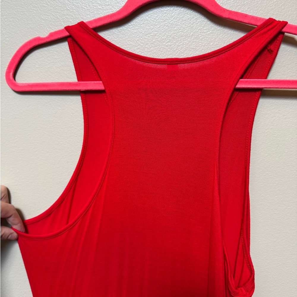 Vibrant Red Sleeveless Maxi Dress with Pockets - Size XL - Long Summer Dress - Picture 7 of 7